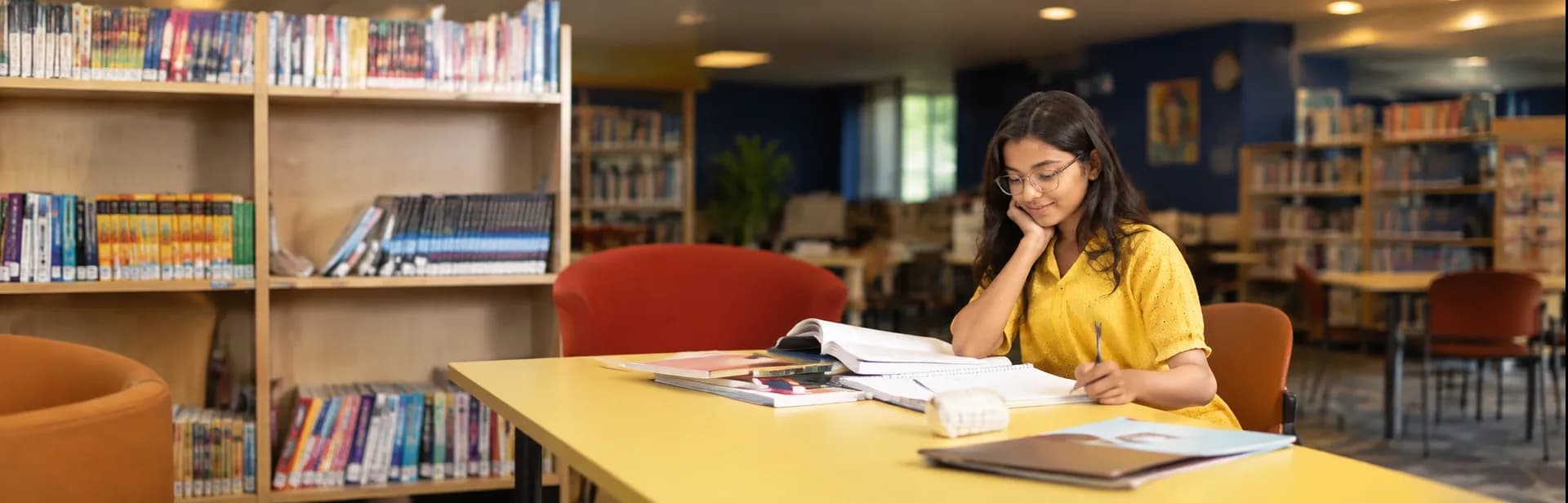 Student studying in IB School Library